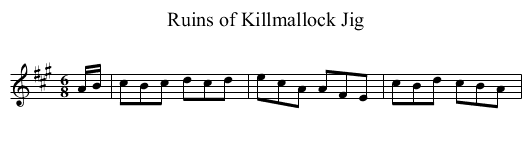 Ruins of Killmallock Jig - staff notation