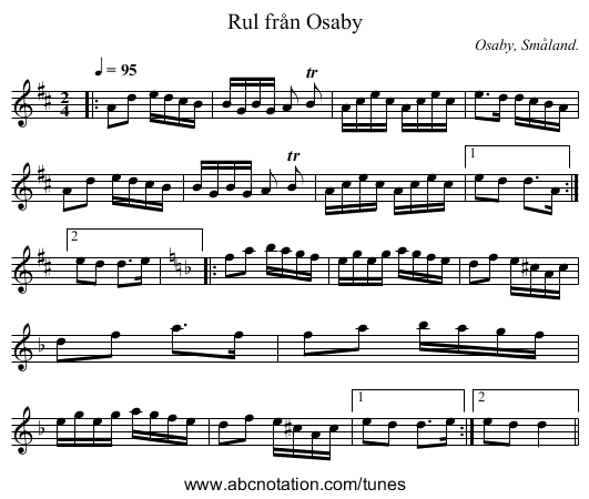 Rul från Osaby - staff notation