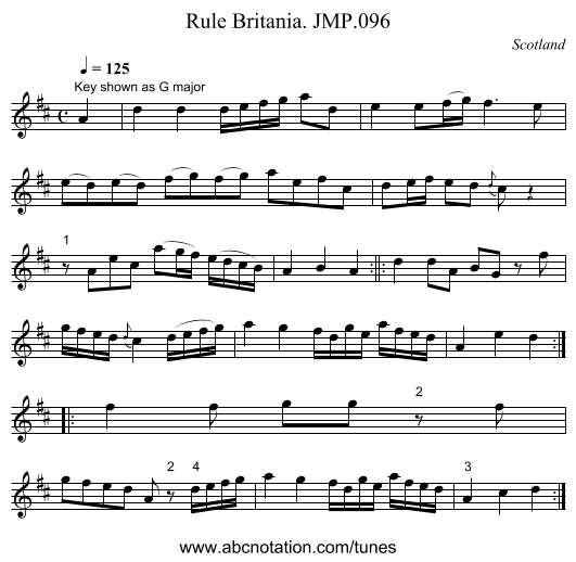Rule Britania. JMP.096 - staff notation