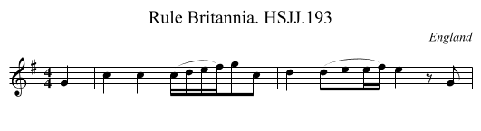 Rule Britannia. HSJJ.193 - staff notation