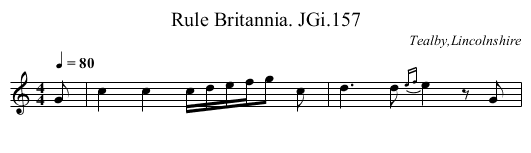 Rule Britannia. JGi.157 - staff notation