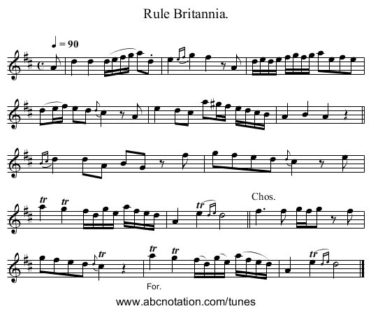 Rule Britannia. - staff notation