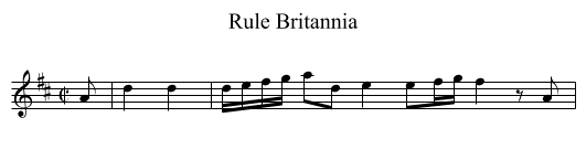 Rule Britannia - staff notation