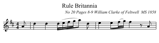 Rule Britannia - staff notation