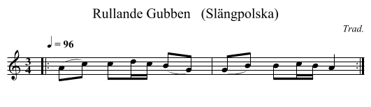 Rullande Gubben   (Sl&auml;ngpolska) - staff notation