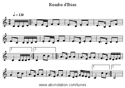 Rumba d'Ibias - staff notation