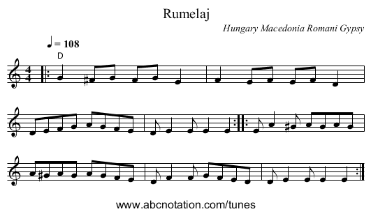 Rumelaj - staff notation