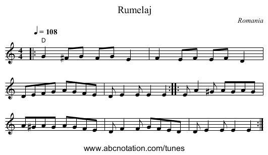 Rumelaj - staff notation
