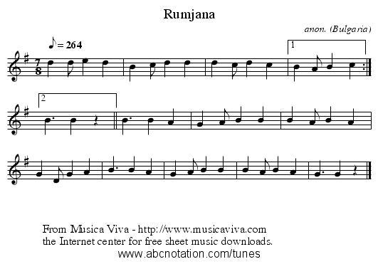 Rumjana - staff notation