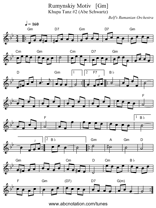 Rumynskiy Motiv   [Gm] - staff notation