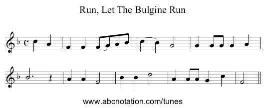Run, Let The Bulgine Run - staff notation