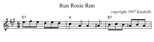 Run Rosie Run - staff notation
