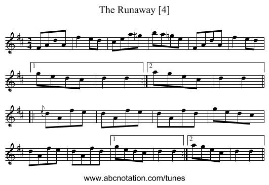 Runaway [4], The - staff notation