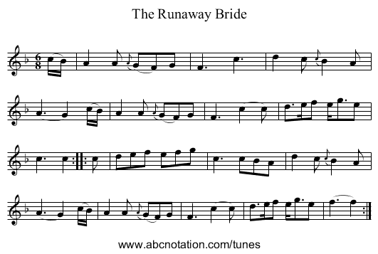 Runaway Bride, The - staff notation