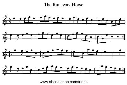 Runaway Horse, The - staff notation