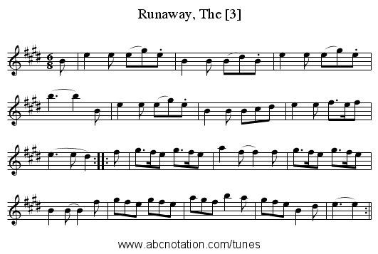 Runaway, The [3] - staff notation