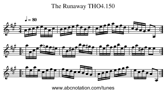 Runaway THO4.150, The - staff notation