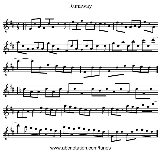 Runaway - staff notation