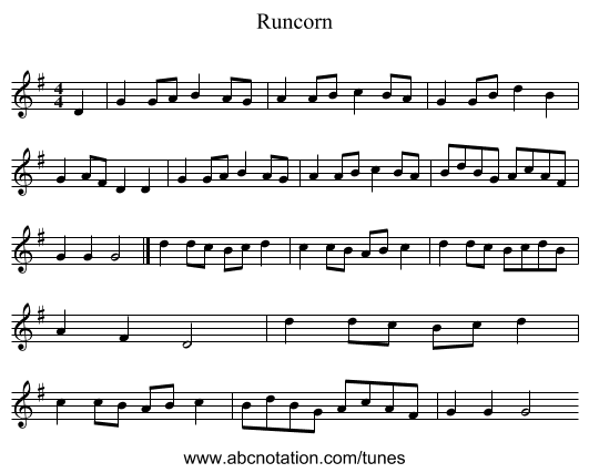 Runcorn - staff notation
