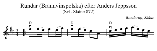 Rundar (Brännvinspolska) efter Anders Jeppsson - staff notation