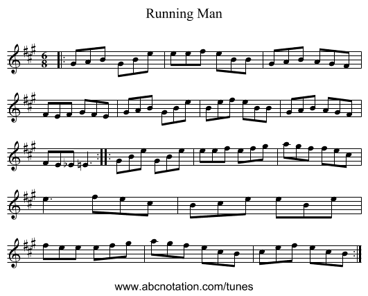 Running Man - staff notation