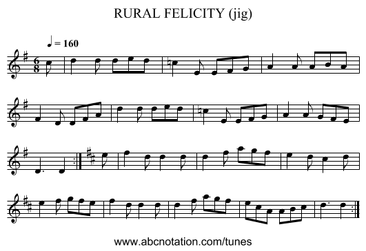 RURAL FELICITY (jig) - staff notation