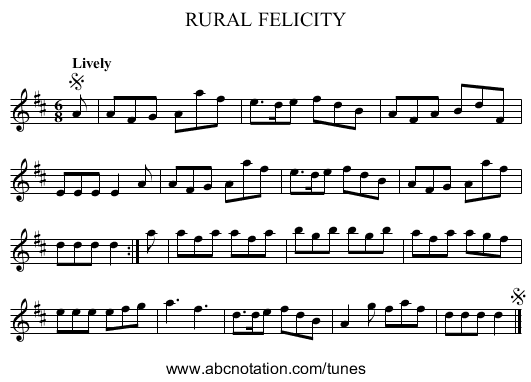 RURAL FELICITY - staff notation