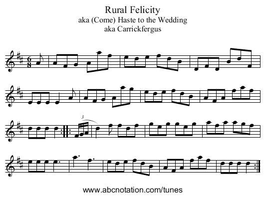 Rural Felicity - staff notation