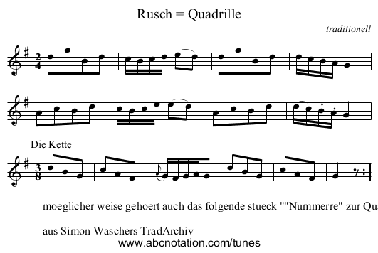 Rusch = Quadrille - staff notation