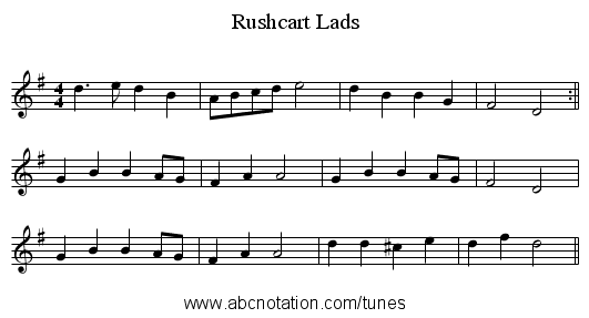 Rushcart Lads - staff notation