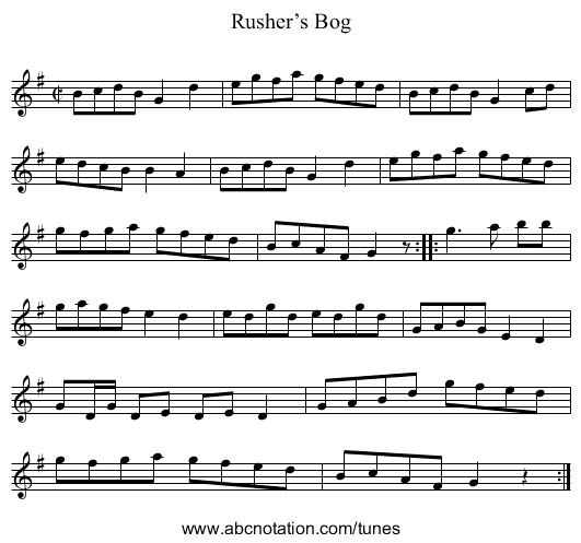 Rusher’s Bog - staff notation