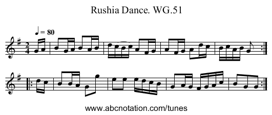 Rushia Dance. WG.51 - staff notation