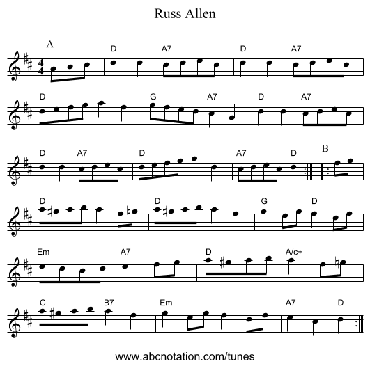 Russ Allen - staff notation