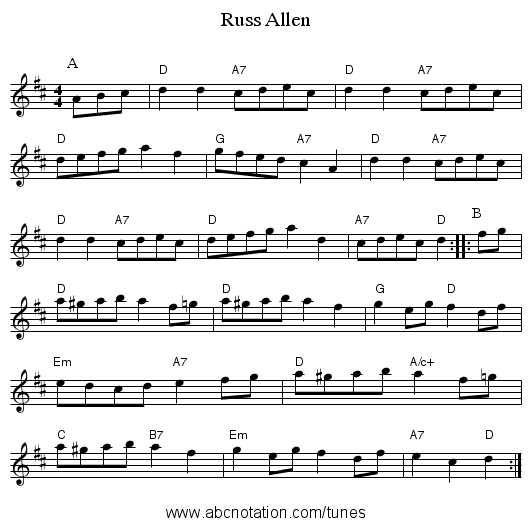 Russ Allen - staff notation