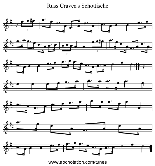 Russ Craven's Schottische - staff notation