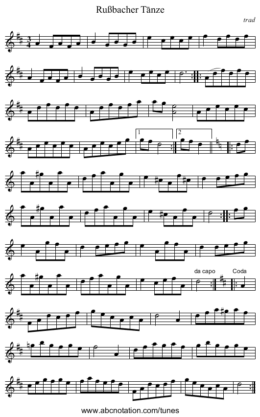 Rußbacher Tänze - staff notation