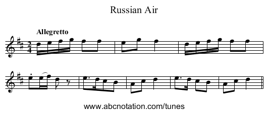 Russian Air - staff notation