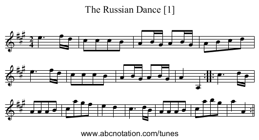 Russian Dance [1], The - staff notation