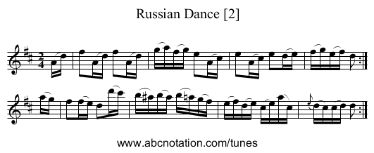 Russian Dance [2] - staff notation
