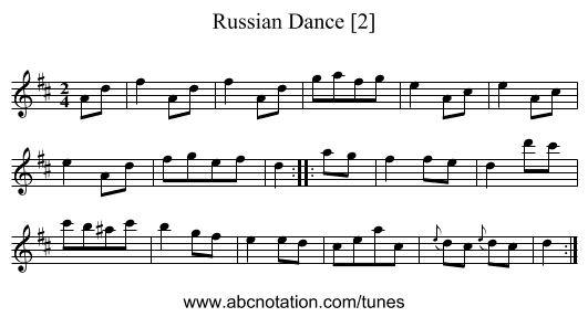 Russian Dance [2] - staff notation