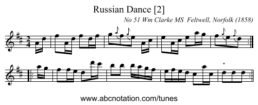 Russian Dance [2] - staff notation