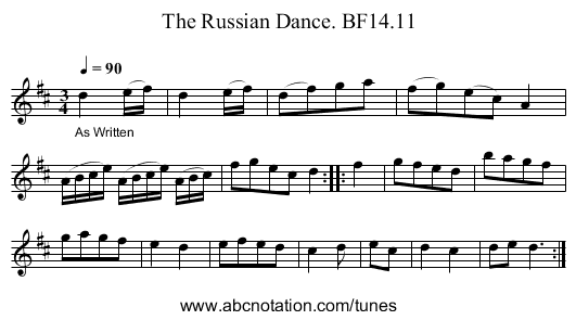 Russian Dance. BF14.11, The - staff notation