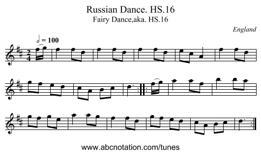 Russian Dance. HS.16 - staff notation