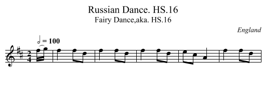 Russian Dance. HS.16 - staff notation