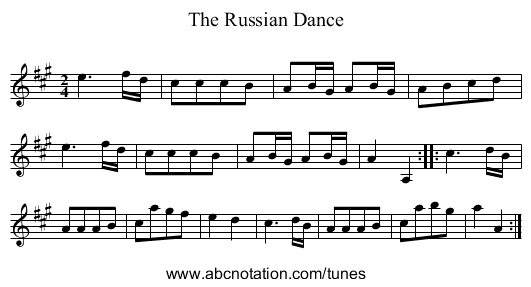 Russian Dance, The - staff notation