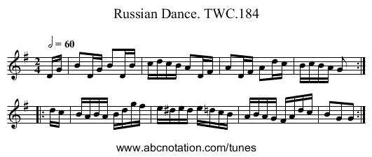 Russian Dance. TWC.184 - staff notation