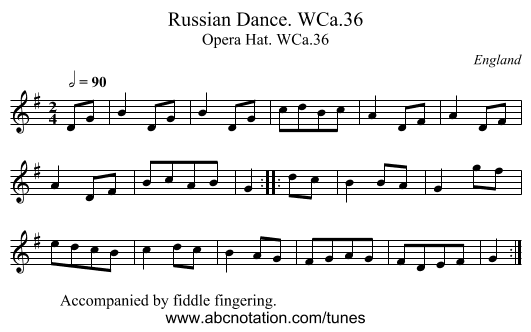 Russian Dance. WCa.36 - staff notation