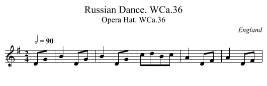 Russian Dance. WCa.36 - staff notation