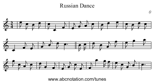Russian Dance - staff notation