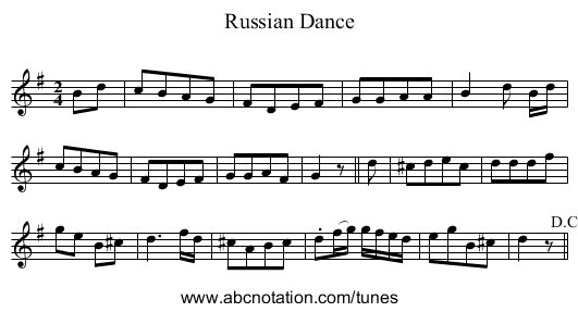Russian Dance - staff notation